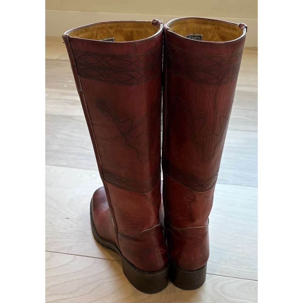 VTG 90s Frye Campus Longhorn Boots Womens Burgundy Leather Square Toe Size 10 - Picture 14 of 14